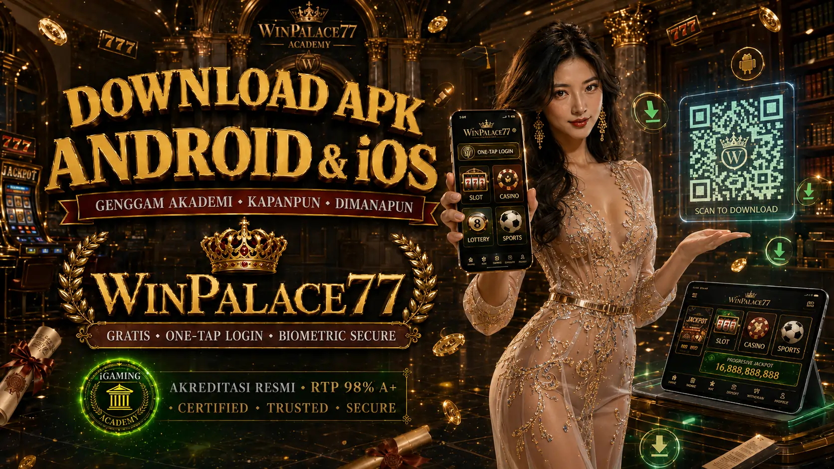 Aplikasi Winpalace77 - Download APK kampus resmi Android dan iOS 2026